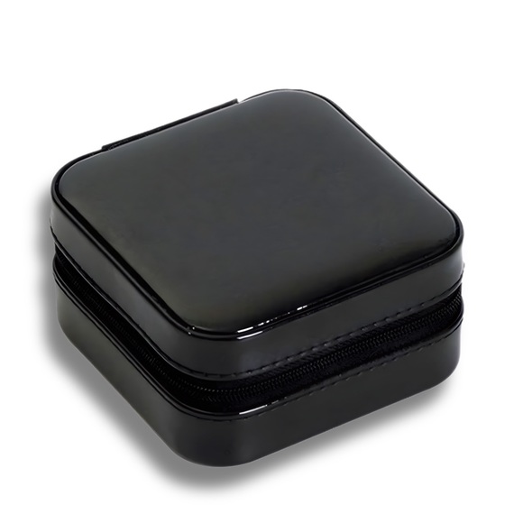 ❀ Black Jewelry Box Storage Organizer Zipper Travel Case Pouch - Picture 4 of 7